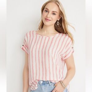 Maurices Delton Striped Zipper Back Blouse, Small